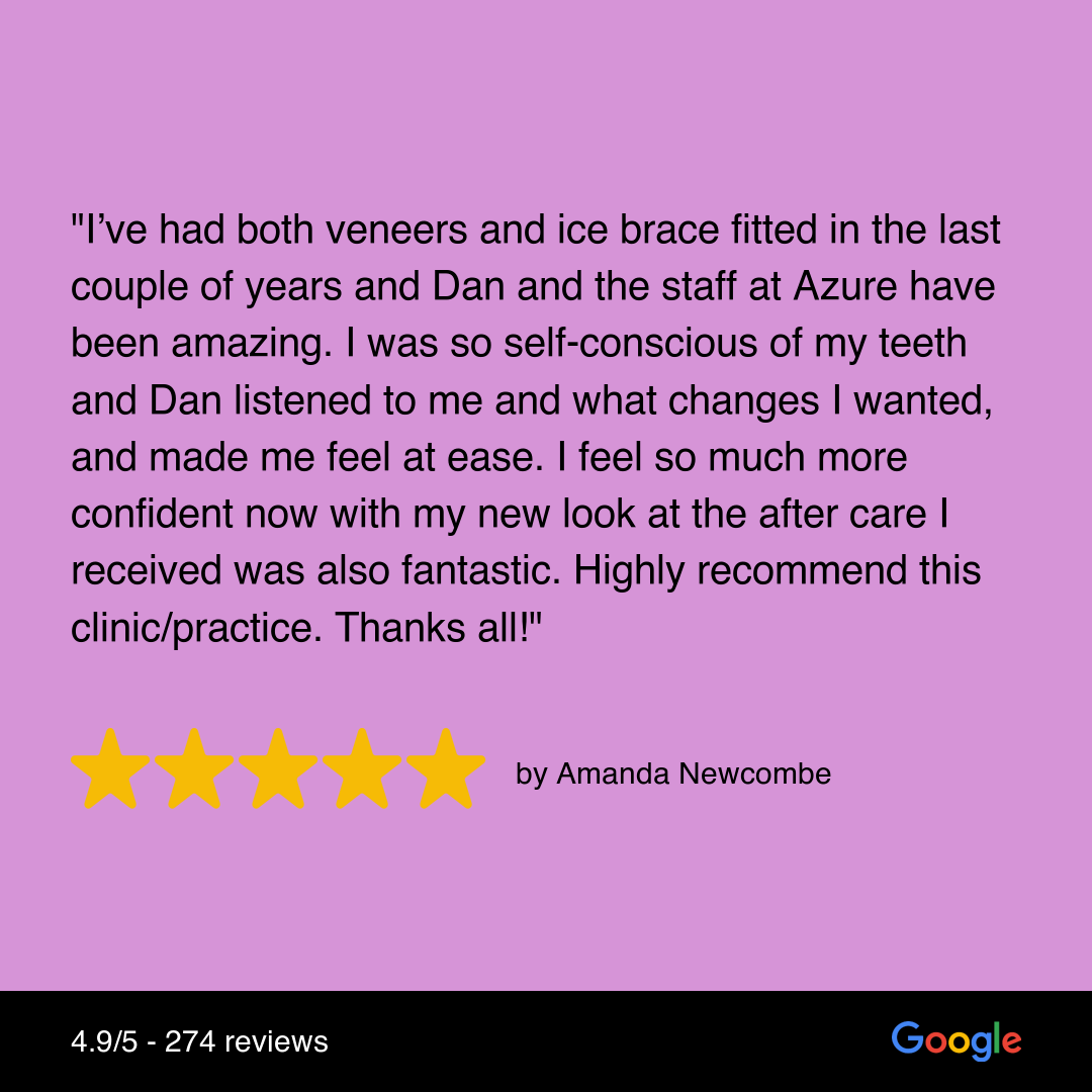 Patient testimonial at Azure Dental