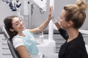Smiling women after her Pain free Dentistry visit in Liverpool