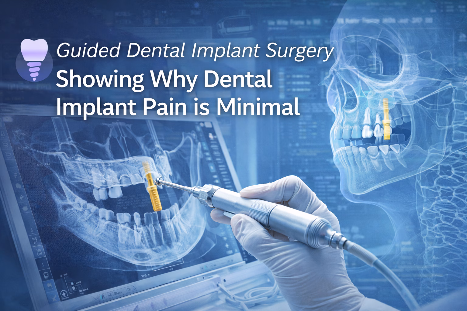 Guided dental implant surgery showing why dental implant pain is minimal