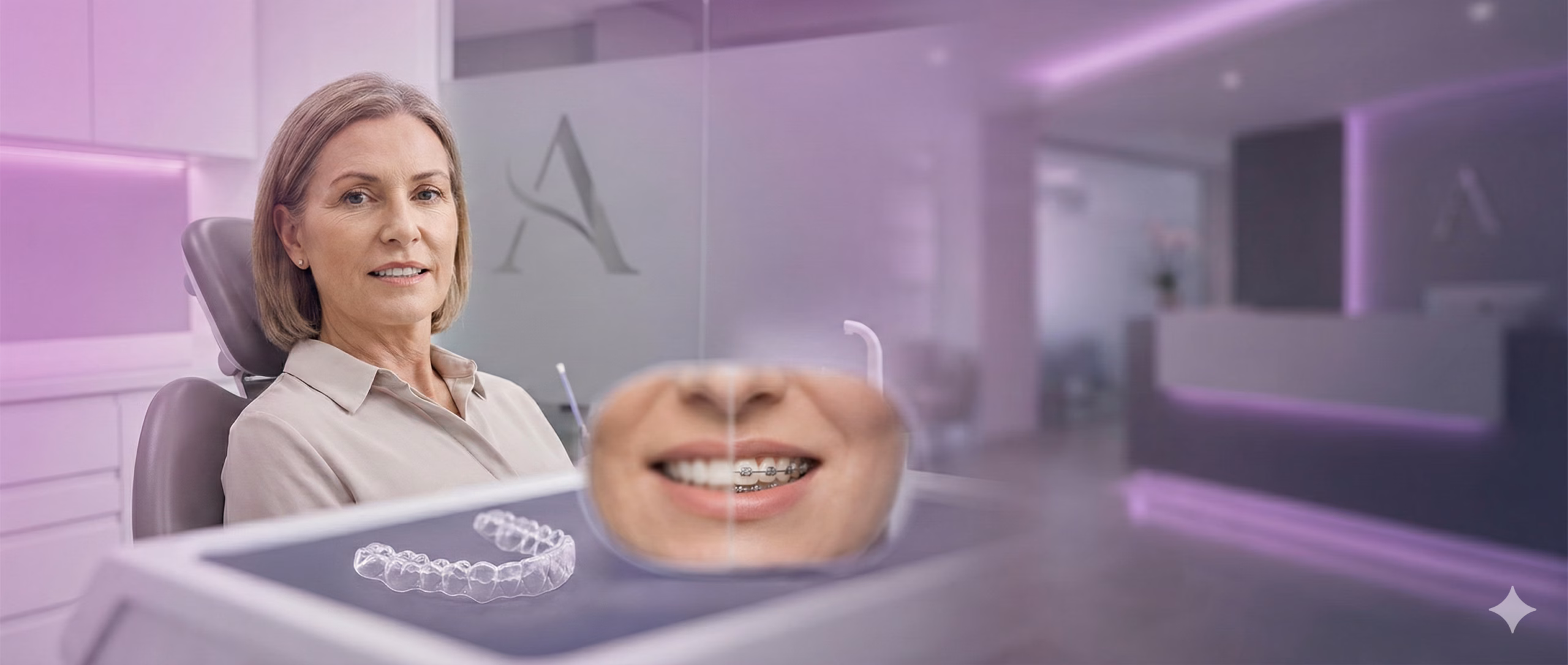 Invisalign vs braces comparison showing clear aligners and fixed braces