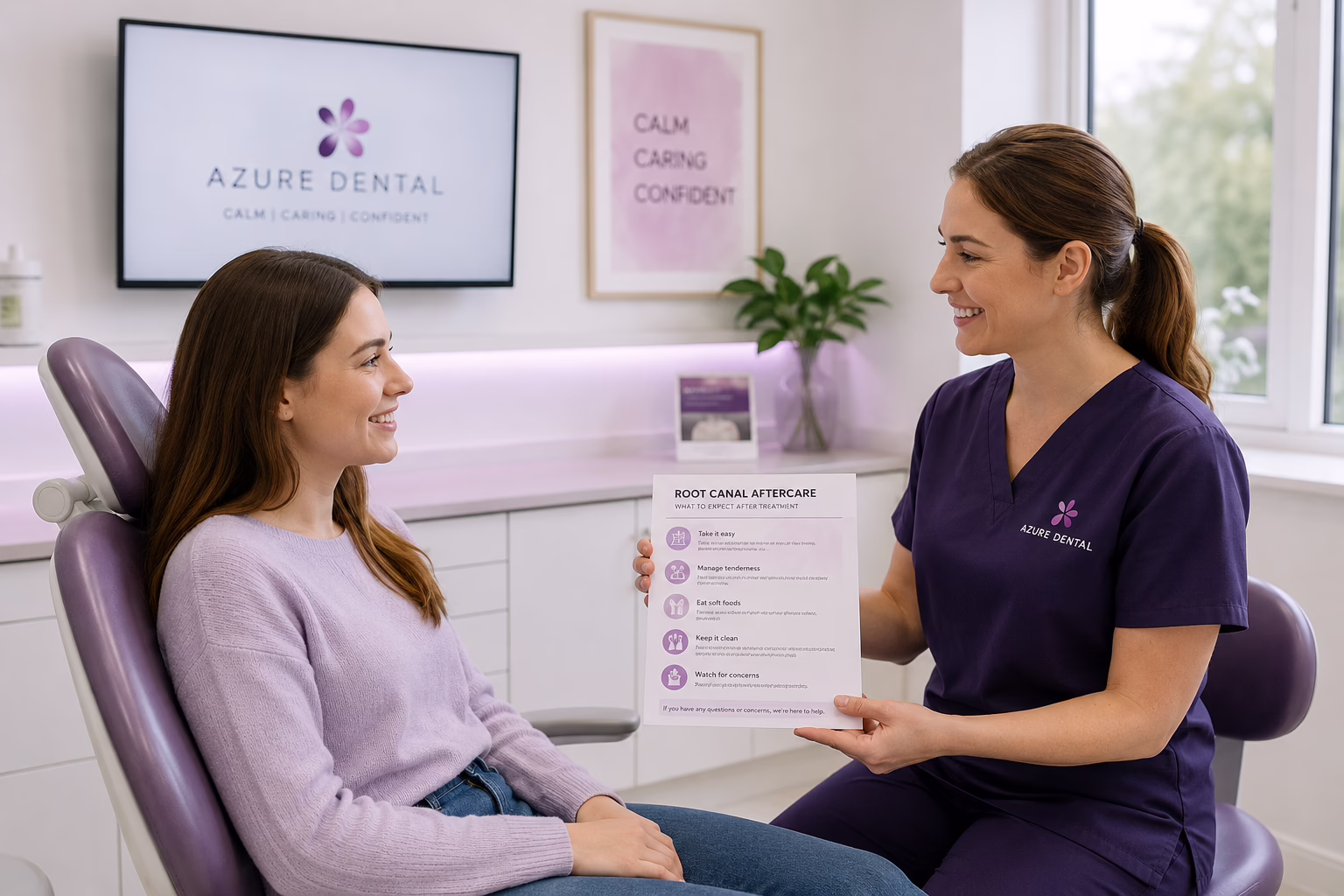 Root canal aftercare advice at Azure Dental Formby