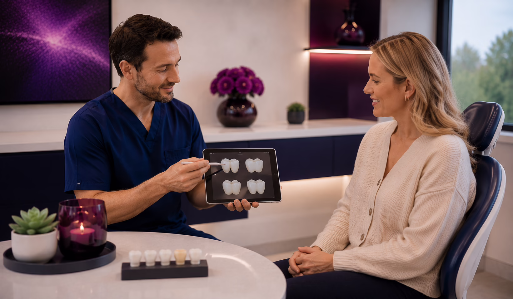 Zirconia vs porcelain crowns consultation at Azure Dental Liverpool