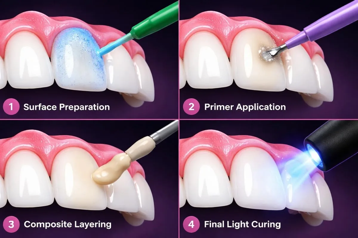 Dental bonding procedure steps