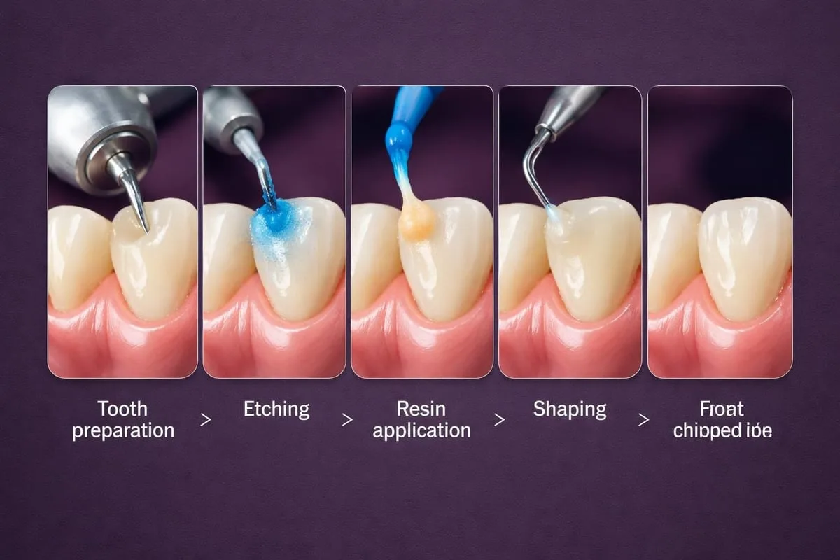 Dental bonding procedure steps
