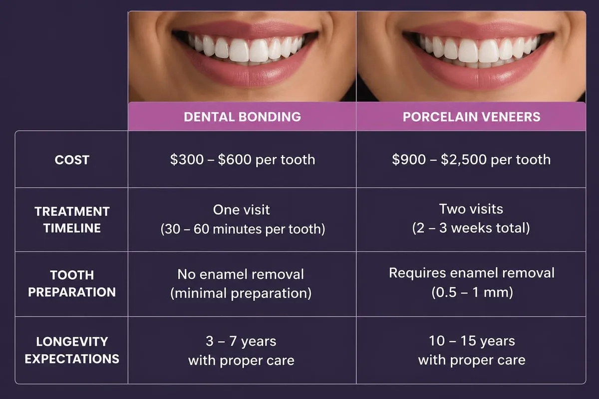 Bonding versus veneers comparison
